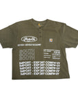 MITS Crop Henley Import-Export T-Shirt - Olive Green (M) C018