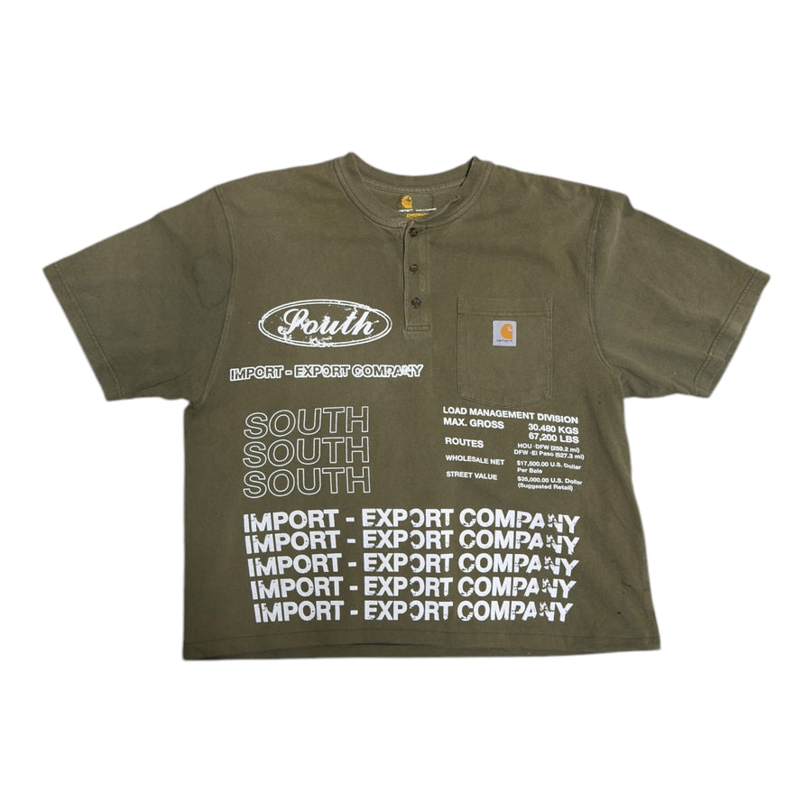 MITS Crop Henley Import-Export T-Shirt - Olive Green (M) C018