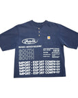 MITS Crop Henley Import-Export T-Shirt - Navy (S) C015