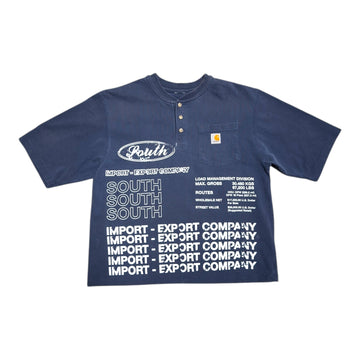 MITS Crop Henley Import-Export T-Shirt - Navy (S) C015