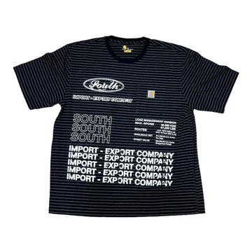 MITS Import-Export Trucking Pocket Shirt - Striped Blk/Grey (XL)