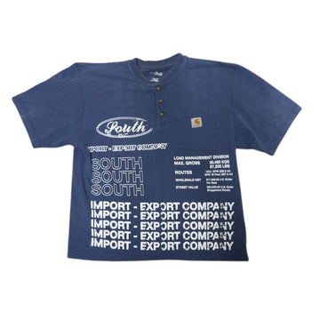 MITS Crop Henley Import-Export T-Shirt - Sea Blue (S) C016