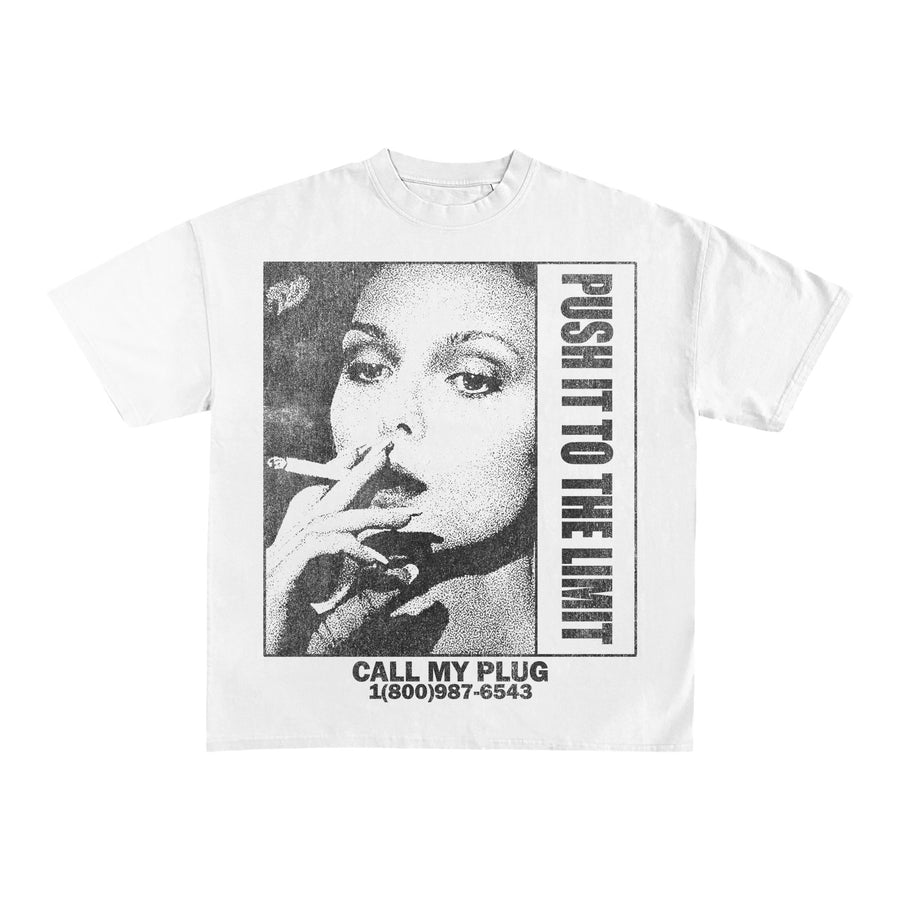 CALL MY PLUG ELVIRA T-SHIRT - CREAM (M-XXL)