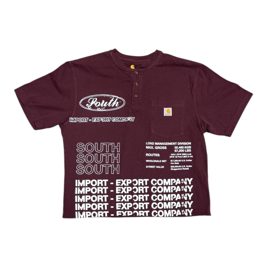 MITS Crop Henley Import-Export T-Shirt - Maroon (S) C014