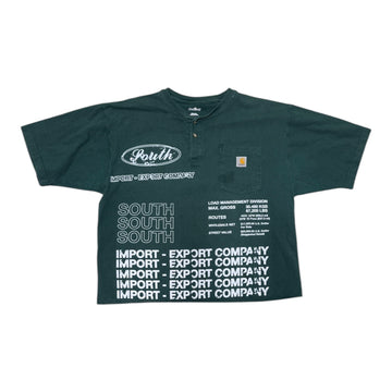 MITS Crop Henley Import-Export T-Shirt - Forest Green (M) C021