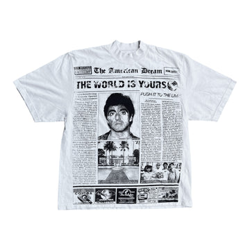 THE AMERICAN DREAM NEWSPAPER T-SHIRT - CREAM (M-XXL)